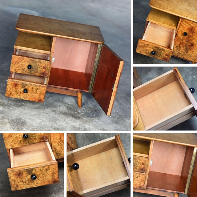 Early to Mid-20th Century Art Deco to MCM Low Asymmetrical Nightstands or End Tables a Pair For Sale - Image 9 of 12