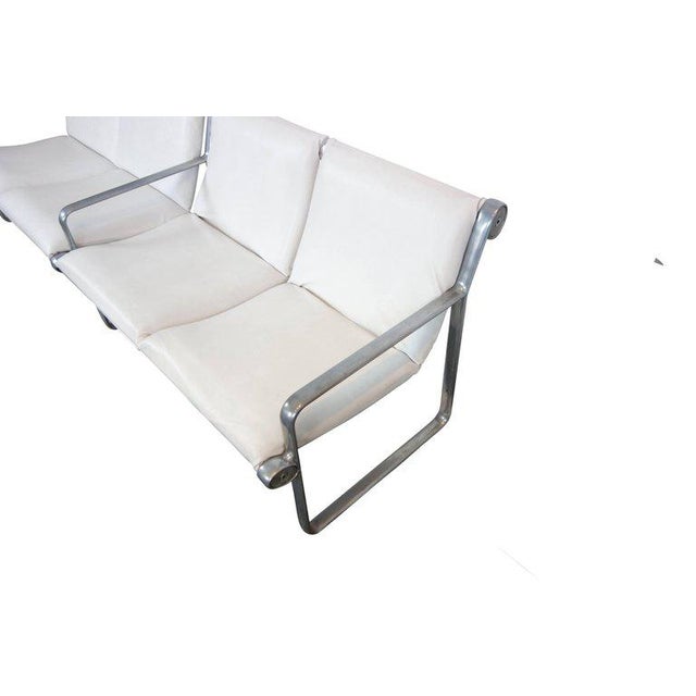 Bruce Hannah & Andrew Morrison Hannah & Morrison Four-Seat White Leather Airport Sling Sofa For Sale - Image 4 of 9