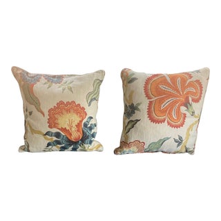 Schumacher Celerie Kemble Hothouse Flowers in Spark Pillow Covers- Set of 2 For Sale