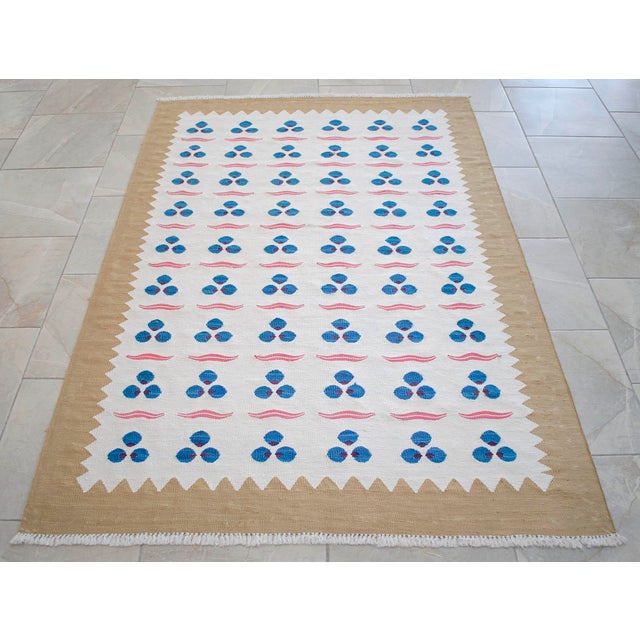 Turkish Silk Rug Kilim Hand Woven Chintemani Motif Oushak Area Rug - 4′4″ × 6′3″ For Sale - Image 17 of 18