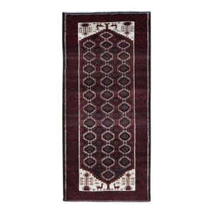 1960 3'8"x8' Vermilion Red Vintage Persian Baluch Pure Wool Hand Knotted Runner Rug