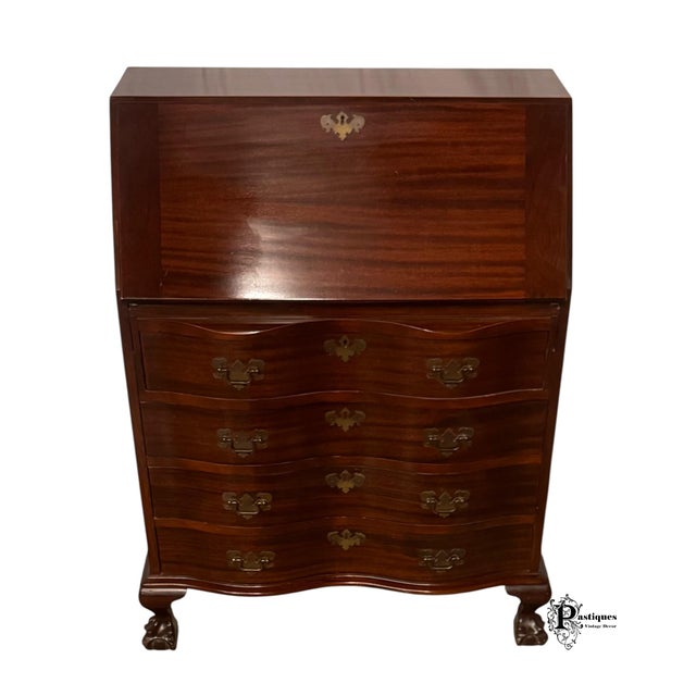 Vintage Chippendale Style Secretary Desk & Hutch by Maddox Colonial Reproductions featuring Sturdy Genuine Mahogany...