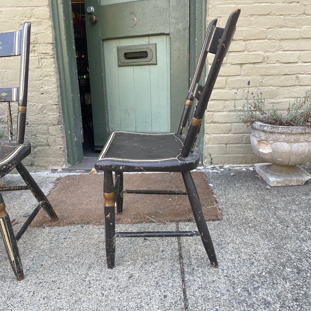 Set of 4 1800s Hand-Painted Panel-Back Windsor Chairs For Sale - Image 9 of 10