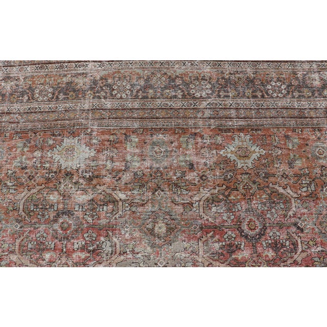Antique Square Persian Colorful Sultanabad Mahal Rug With All Over Floral Design 11'0"x12'6" For Sale In Atlanta - Image 6 of 11