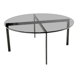 Smoked Glass Round Top X-Base Coffee Table