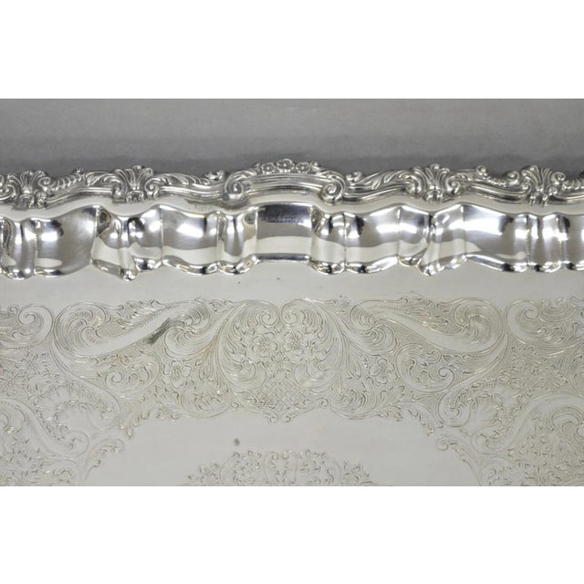 Vintage English Victorian Silver Plated Twin Handle Bar Serving Platter Tray For Sale In Philadelphia - Image 6 of 8