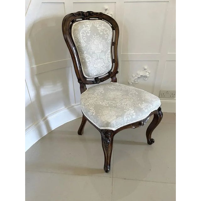 Antique Victorian Walnut Carved Side Chair For Sale - Image 12 of 12