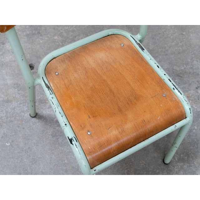 Wood Turquoise Mobiltube School Chairs, 1950s, Set of 6 For Sale - Image 7 of 10