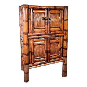 Vintage Elephant Bamboo Armoire 4 Shelf Storage