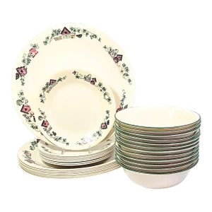 Cottage Style Birdhouse & Ivy Dinnerware - Set of 28