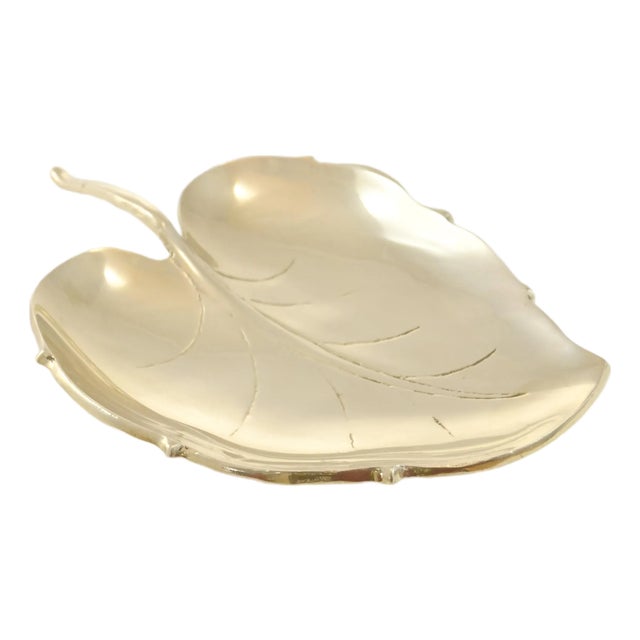 Large 10" Brass Leaf Tray For Sale