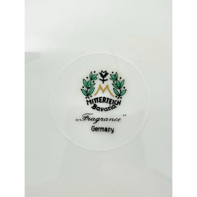 1960s 1960s English Traditional Mitterteich “Fragrance” Porcelain Bread Plates - Set of 11 For Sale - Image 5 of 5