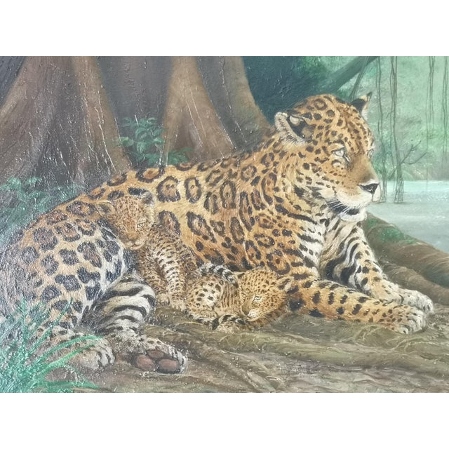 Brown Jaguar, 1990s, Oil on Canvas, Framed For Sale - Image 8 of 9