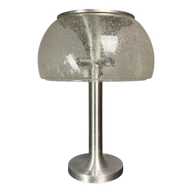 Large Mid-Century Modern Space Age Glass Mushroom Table Lamp from Temde Leuchten, 1960s For Sale