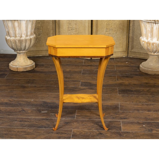 Austrian Biedermeier 19th Century Table with Octagonal Top and Divided Drawer For Sale In Atlanta - Image 6 of 12