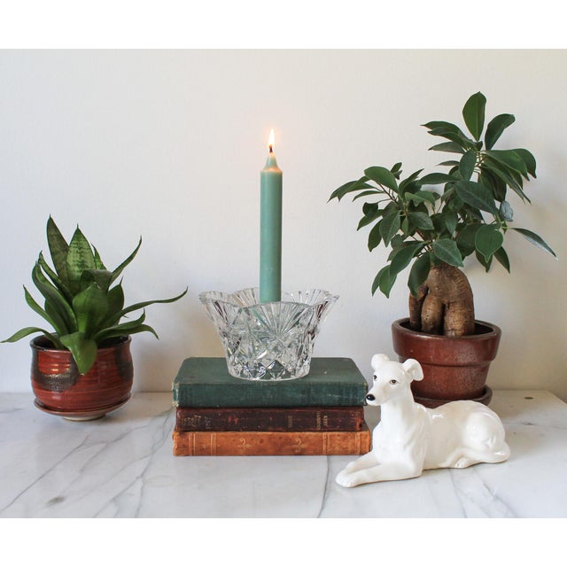 Vintage Bolsius crystal tealight or taper candle holder. Made in France. No chips or cracks.