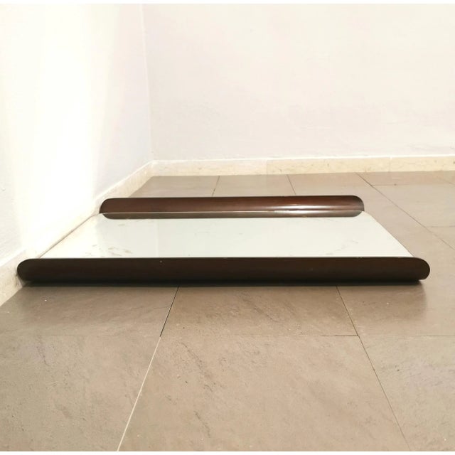 Curved Teak Wall Mirror, Italy, 1960s For Sale - Image 4 of 12