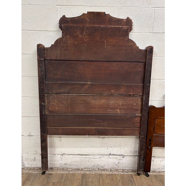 Vintage Twin Size Victorian Eastlake Carved Headboard and Footboard For Sale - Image 14 of 15