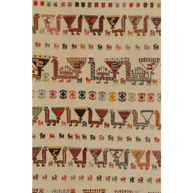 1920s Antique Verneh Persian Kilim in Beige, Orange and Gold Geometric Patterns For Sale - Image 5 of 7