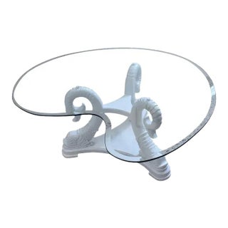 White Dolphins Coffee Table With Glass For Sale