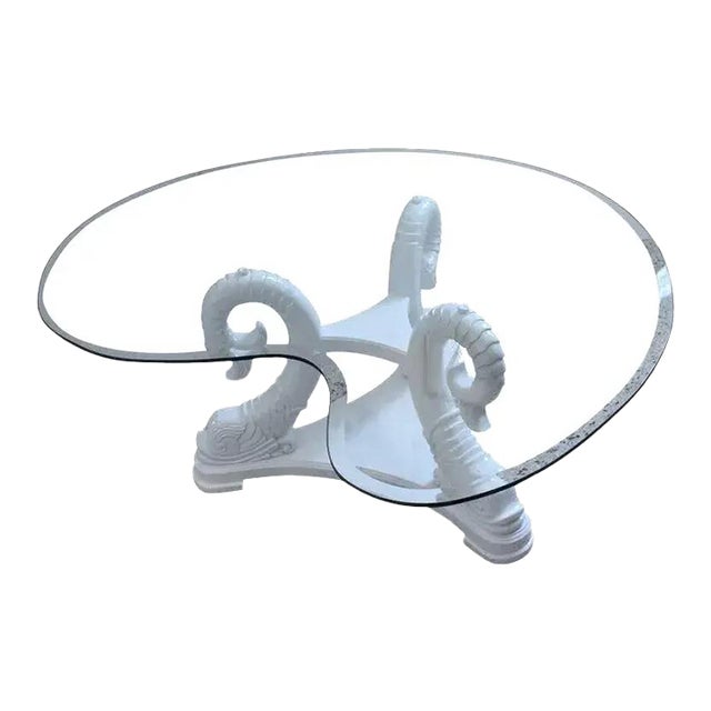 White Dolphins Coffee Table With Glass For Sale