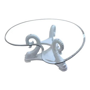 White Dolphins Coffee Table With Glass