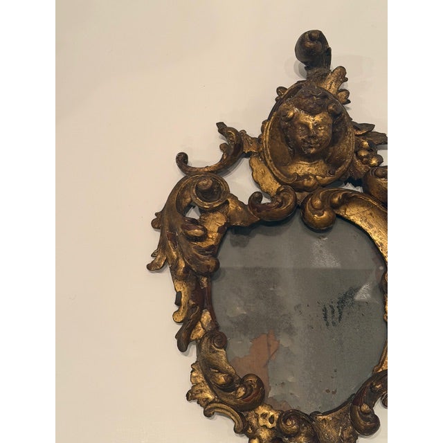 Baroque 19th Century Carved Venetian Baroque Gilded Mirror With Mercury Glass For Sale - Image 3 of 13