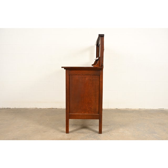 Stickley Brothers Style Antique Mission Oak Arts & Crafts Sideboard or Bar Cabinet, Circa 1910 For Sale - Image 14 of 16