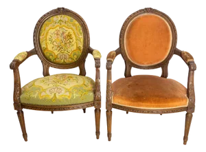Set of Louis XVI French Open Armchairs Medallion Armchairs, 1900s