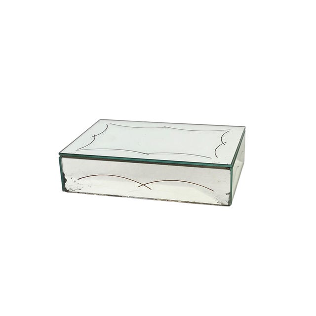 Glass Antique French Art Deco Mirrored Box For Sale - Image 7 of 16