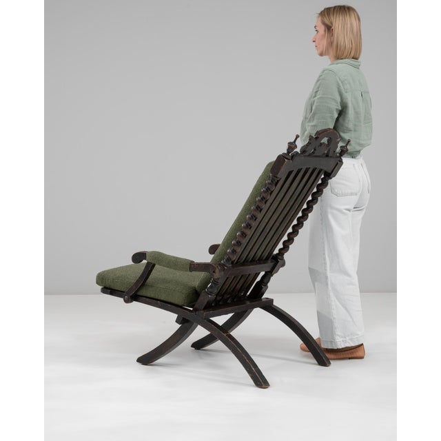 1900s French Wooden Folding Armchair with Upholstered Cushions For Sale - Image 4 of 18