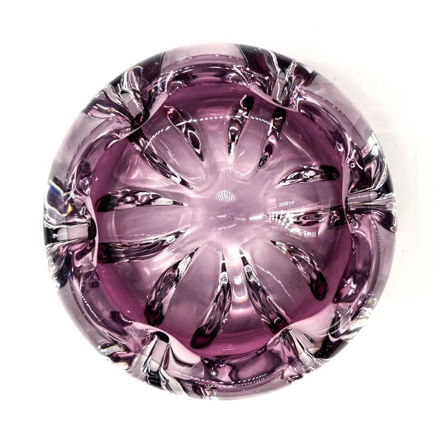 Alessandro Mandruzzato Mid-Century Signed Åfors Bosse ‘Lila’ Amethyst Purple Sommerso Scandinavian Art Glass Bowl – Scandinavian Modern, Contemporary For Sale - Image 4 of 13