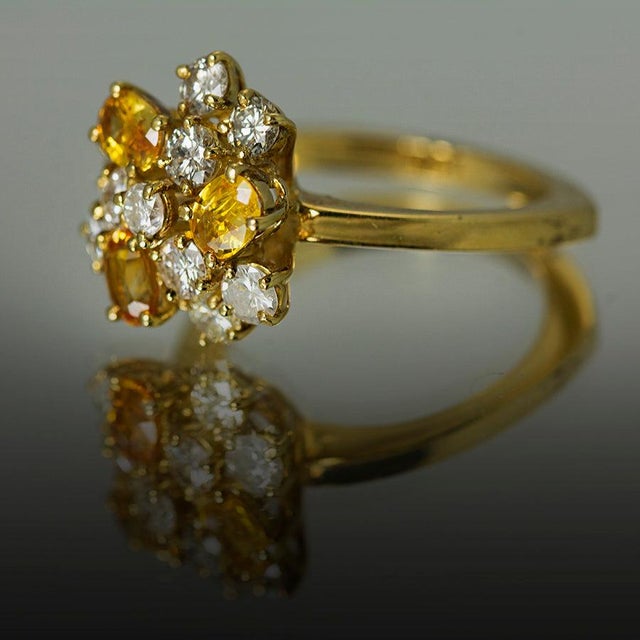 Keith Davis Yellow Sapphire Ring 18K RING 3 YSA=1.27 10 DIA=1.19