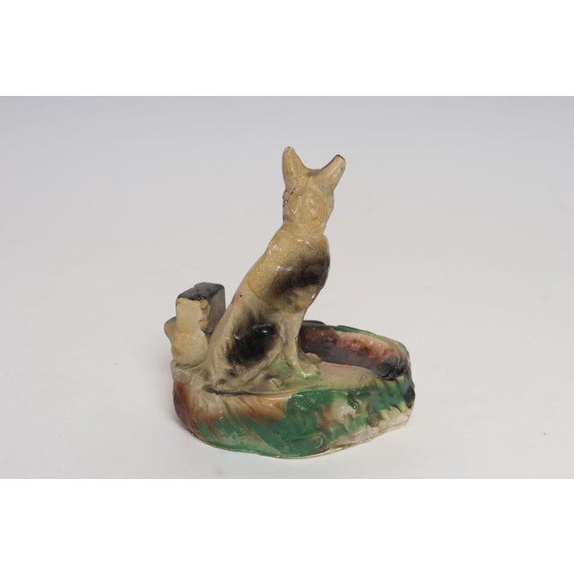 Mid 20th Century Carved and Painted Chalkware German Shepherd Ashtray For Sale - Image 4 of 13