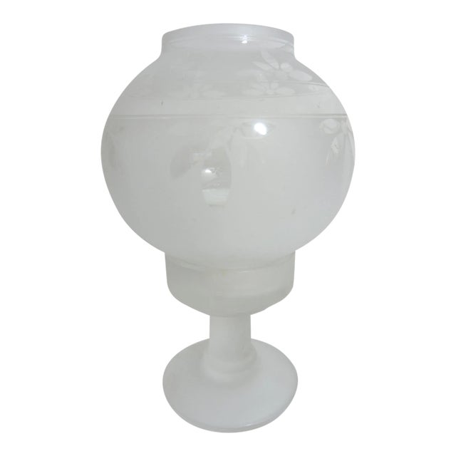 Vintage 1980s English Traditional Dartington Etched Glass Candle Holder / Lantern For Sale