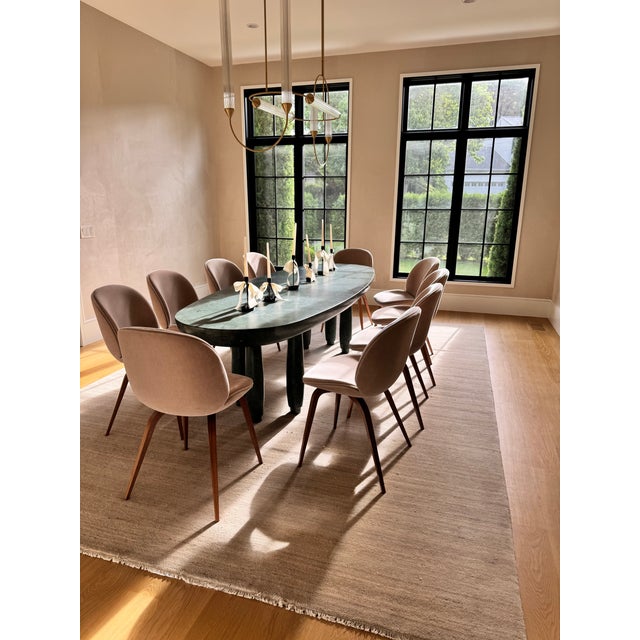 Custom Mgo Stone Classics Green Glazed Lava Stone Oval Dining Table, 106" For Sale In New York - Image 6 of 9