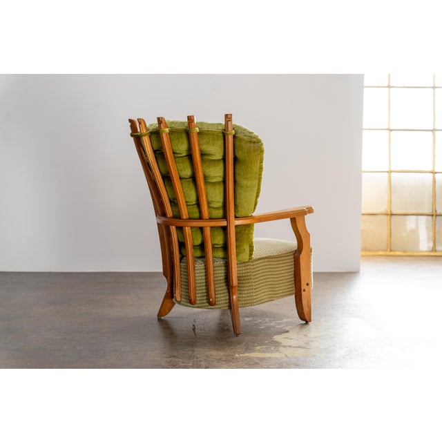 1960s Oak Highback Lounge Chair by Guillerme et Chambron for Votre Maison, France, 1960s For Sale - Image 5 of 10