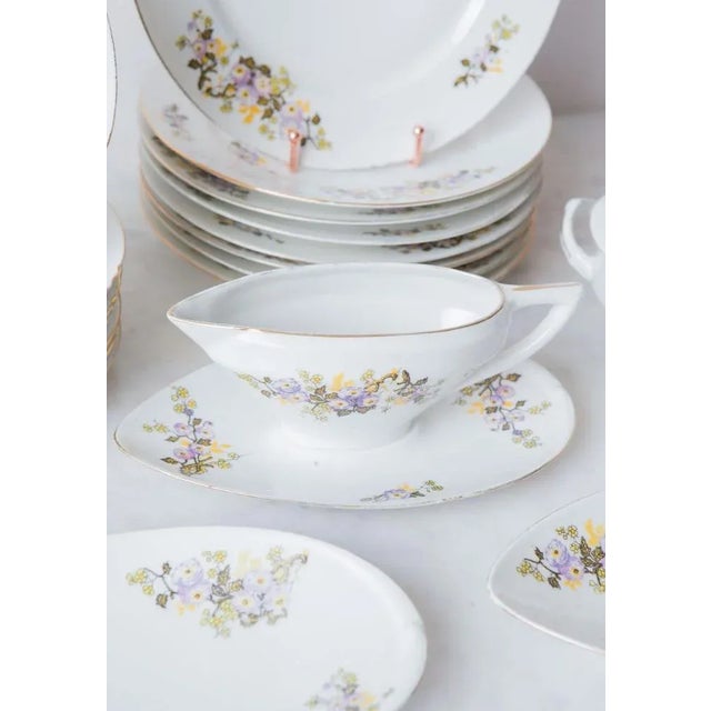 1950s Porcelain Dishes with Flowers from Limoges, 1940s, Set of 36 For Sale - Image 5 of 10