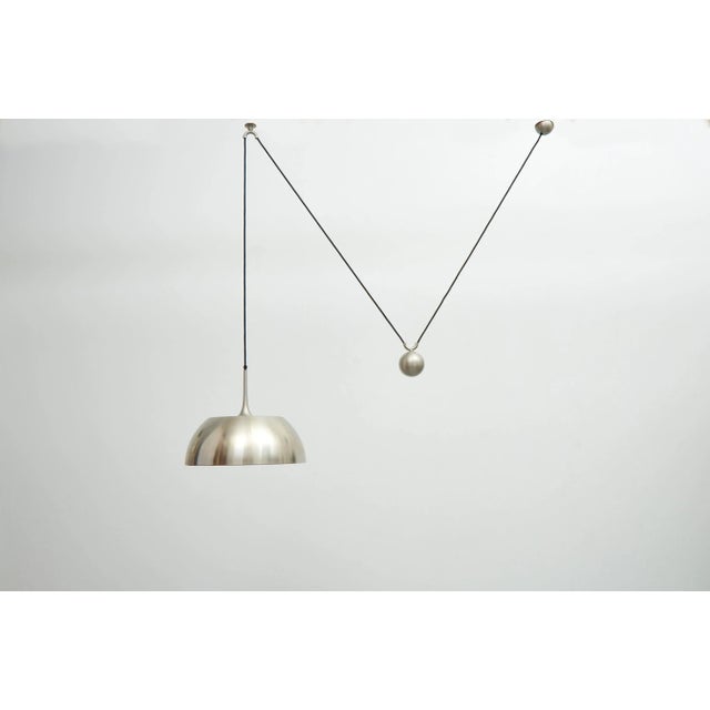 Height-Adjustable Pendant Lamp in Nickel-Plated Brass by Florian Schulz, 1970s For Sale - Image 11 of 11