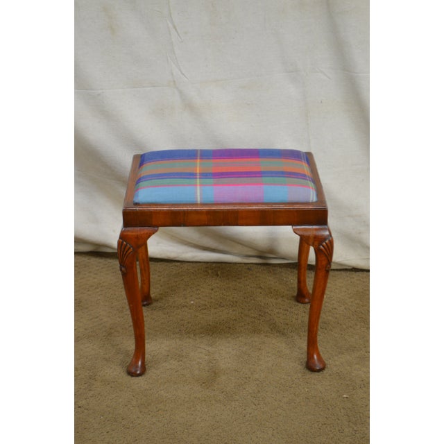Queen Anne Style Custom Walnut Bench For Sale - Image 10 of 13