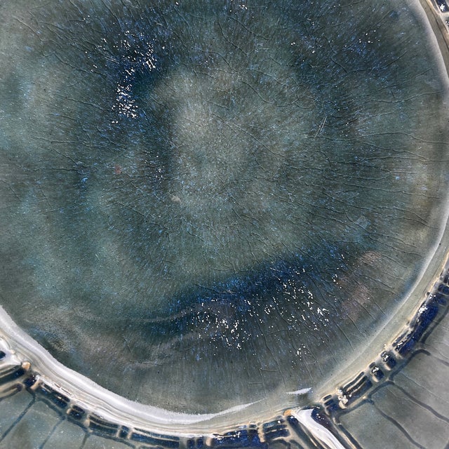 Blue Dark Blue and Green Glazed Ceramic Bowl by Pierre Baey, 1960s For Sale - Image 8 of 11
