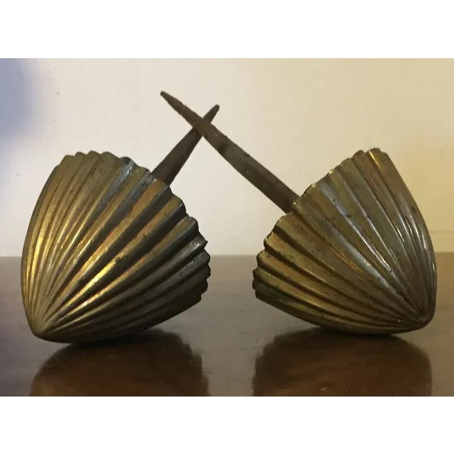 1800 Antique French Empire Directoire Brass Drapery Tie backs with Iron Mounts - A Pair For Sale - Image 4 of 12