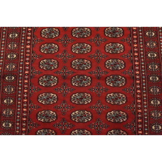 2020s Bokhara Rug 4’2” X 6’1” Red Wool Tribal Hand-Knotted Oriental Carpet For Sale - Image 5 of 11