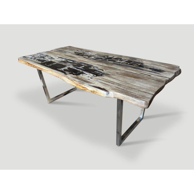 Andrianna Shamaris Live Edge Petrified Wood Dining Table For Sale - Image 16 of 18