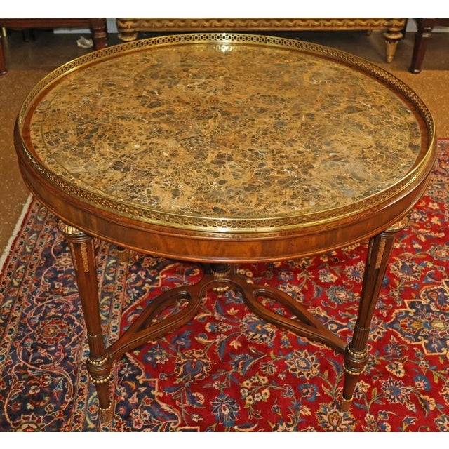 Wood Maitland Smith French Louis XV Style Tessellated Marble Center Table For Sale - Image 7 of 11