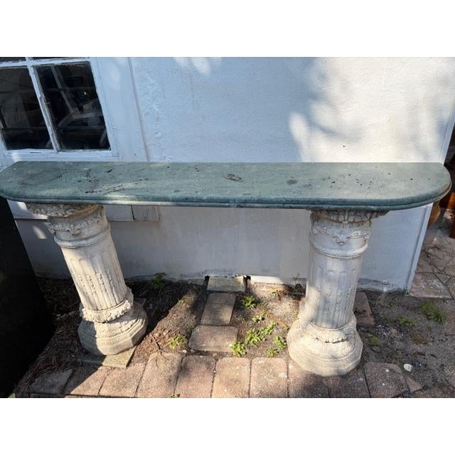 Traditional 1950s Garden Stone and Marble Console Table For Sale - Image 3 of 4