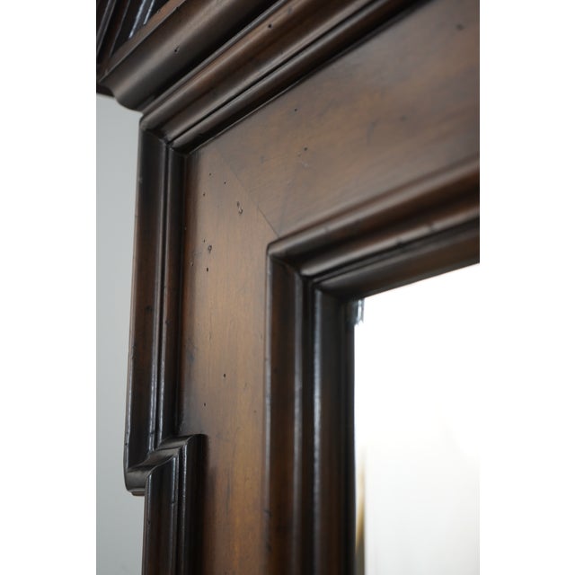 Brown Large Distressed Walnut Beveled Glass Pier Mirror For Sale - Image 8 of 10