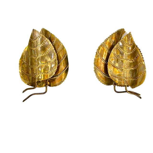 Metal Gold Leaf Wall Appliques, 1960s, Set of 2 For Sale - Image 7 of 7
