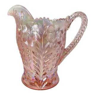 The Pink Tiger Lily Glass Pitcher by Lenox Imperial For Sale