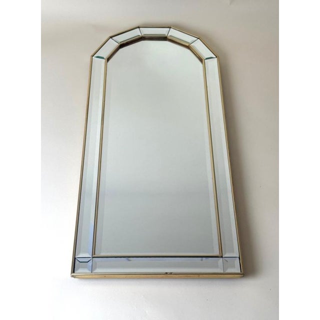 Italian Giltwood and Faceted Glass Wall Mirror, 1980s For Sale - Image 9 of 12